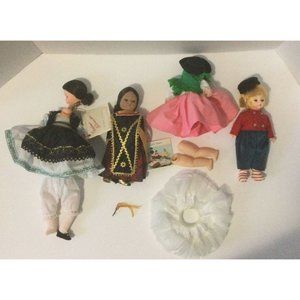 Madame Alexander Nation Dolls Lot Of 3 Dolls One Extra Dress Need Restringing 8”